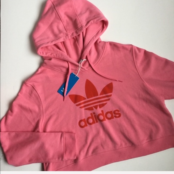 NWT ADIDAS Originals Crop Pink Hoodie - Picture 5 of 8